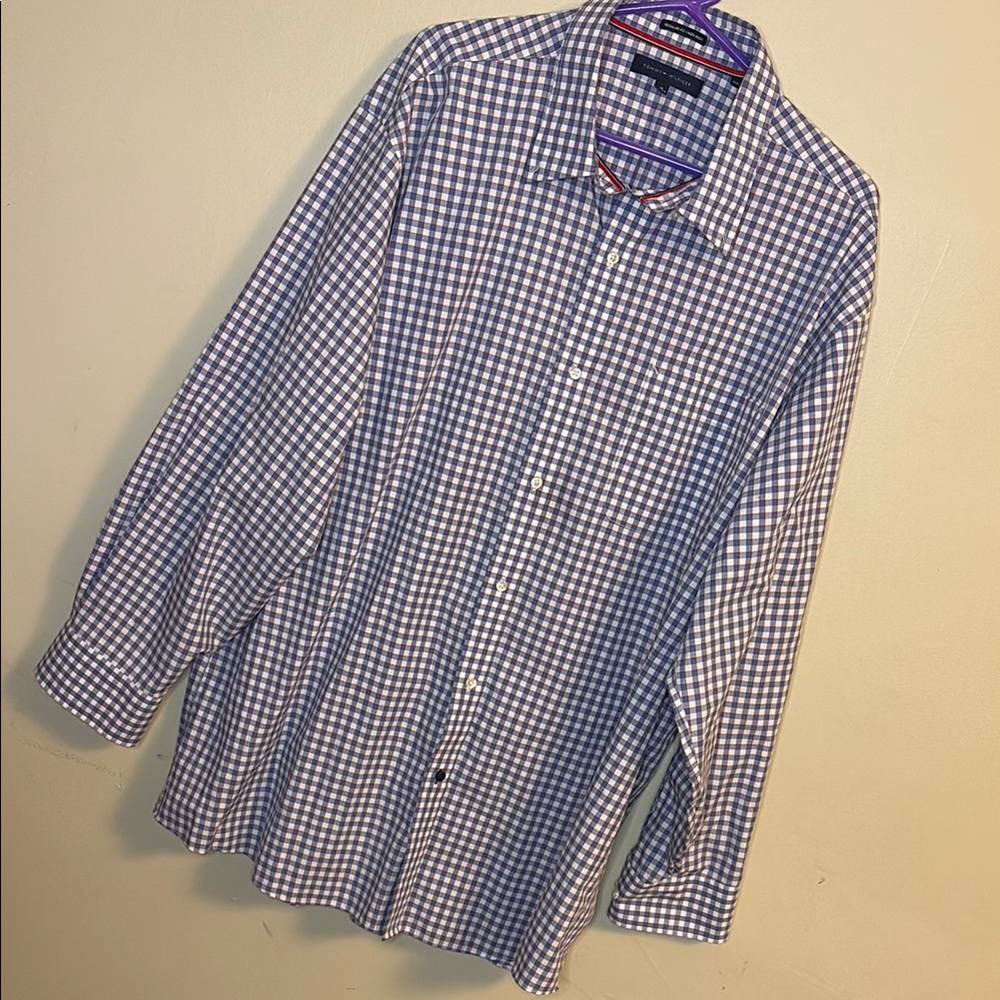 Tommy Hilfiger Blue and White Gingham Casual Shirt